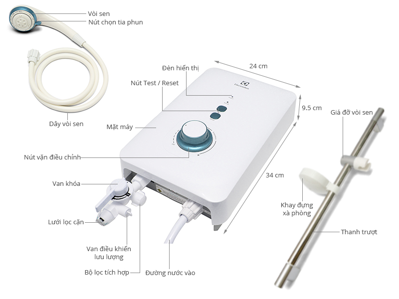 Máy nước nóng trực tiếp Electrolux EWE451AX-DWB – hình 1