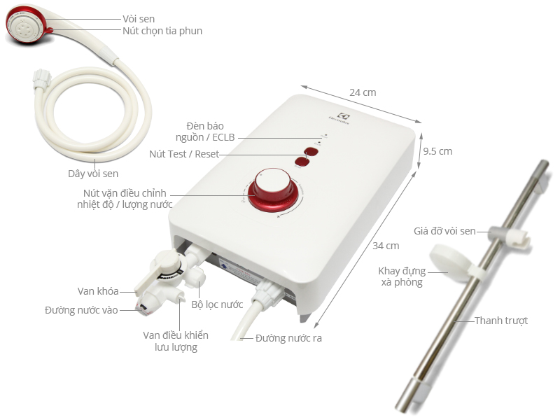 Máy nước nóng trực tiếp Electrolux EWE451AX-DWR – hình 1