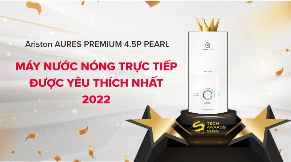 Máy nước nóng trực tiếp Ariston 4500W AURES PREMIUM 4.5P PEARL – hình 1