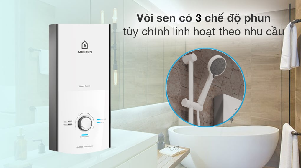 Máy nước nóng trực tiếp Ariston 4500W AURES PREMIUM 4.5P PEARL – hình 5