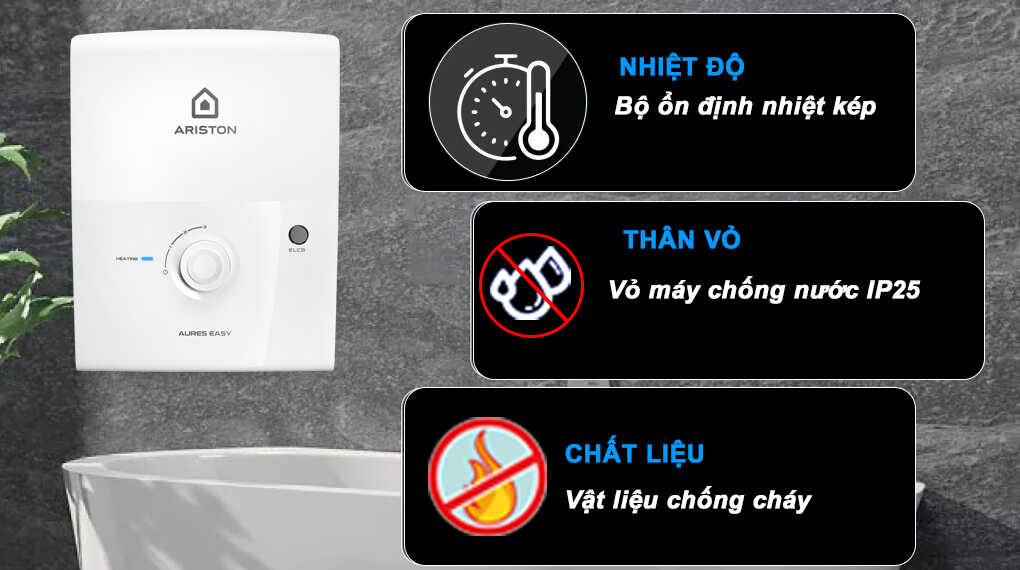 Máy nước nóng trực tiếp Ariston 4500W AURES EASY 4.5 D – hình 3