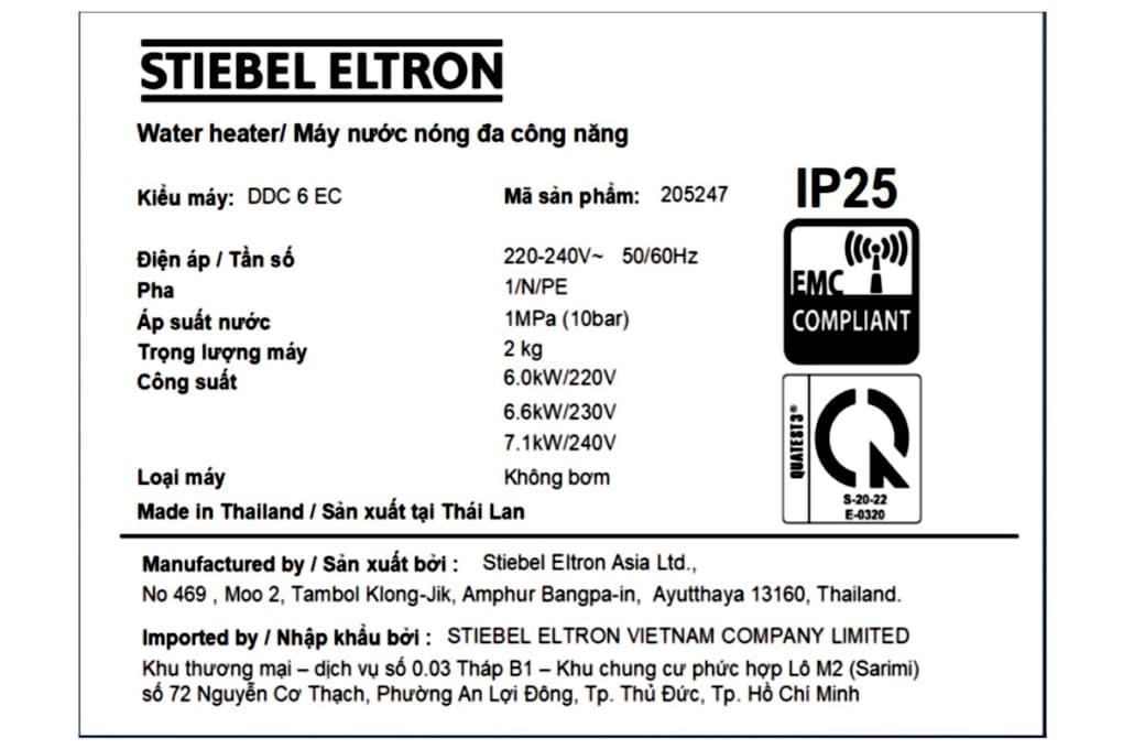 Máy nước nóng trực tiếp đa điểm Stiebel Eltron DDC 6 EC 6000W ảnh 7