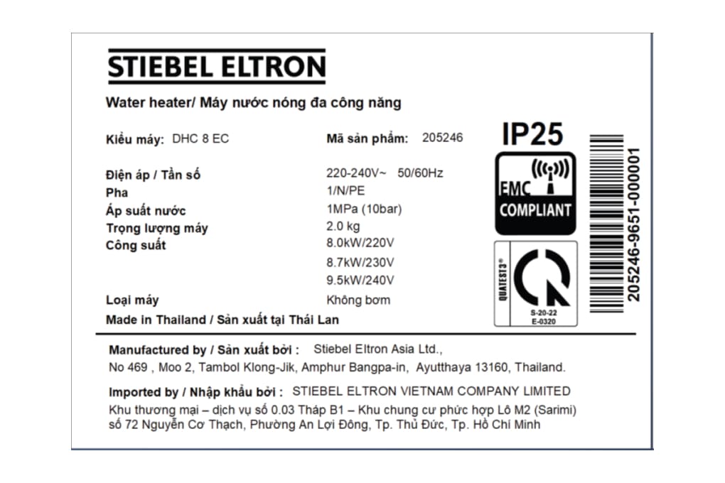 Máy nước nóng trực tiếp đa điểm Stiebel Eltron DHC 8 EC 8000W ảnh 6