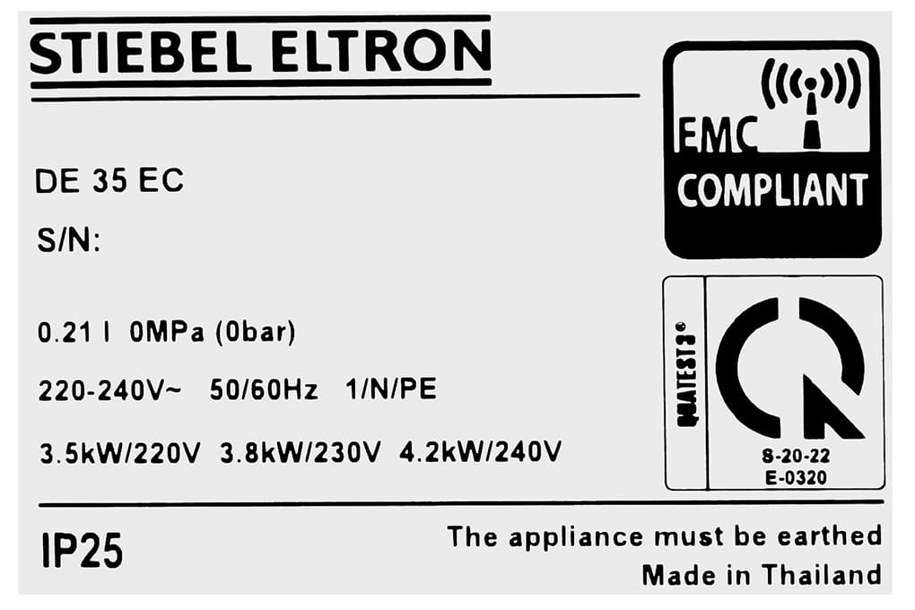 Máy nước nóng trực tiếp Stiebel Eltron DE 35 EC 3500W ảnh 2