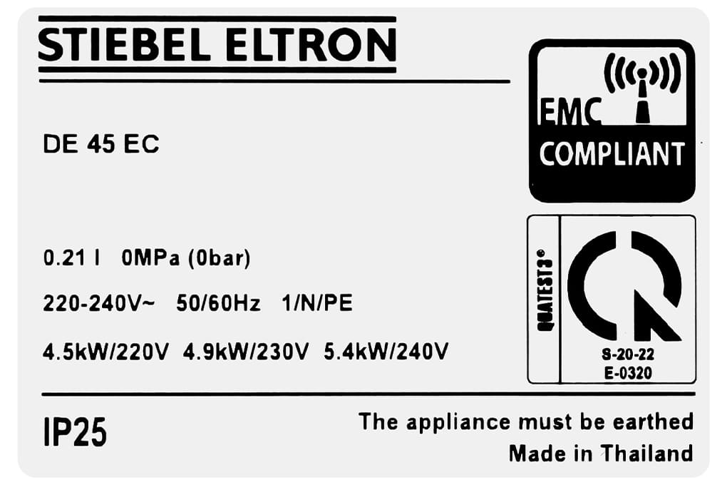 Máy nước nóng trực tiếp Stiebel Eltron DE 45 EC 4500W ảnh 2