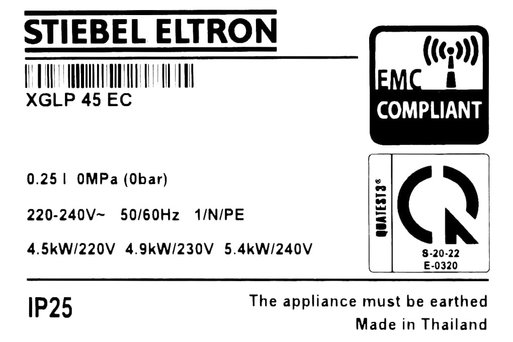 Đánh giá Máy nước nóng trực tiếp Stiebel Eltron XGLP 45 EC 4500W